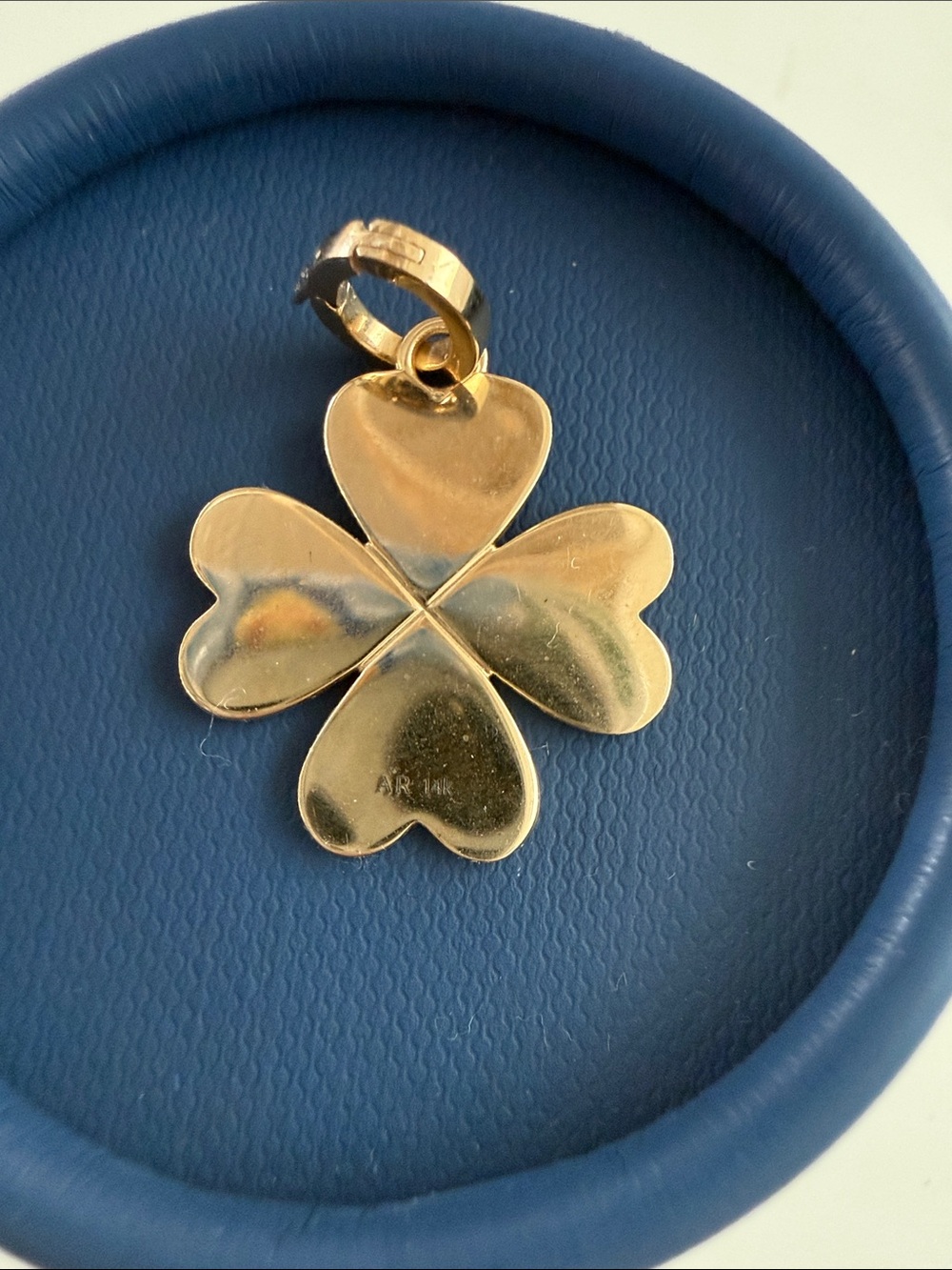 Gold Four-Leaf Clover Charm Necklace Pendant - Picture 2 of 4